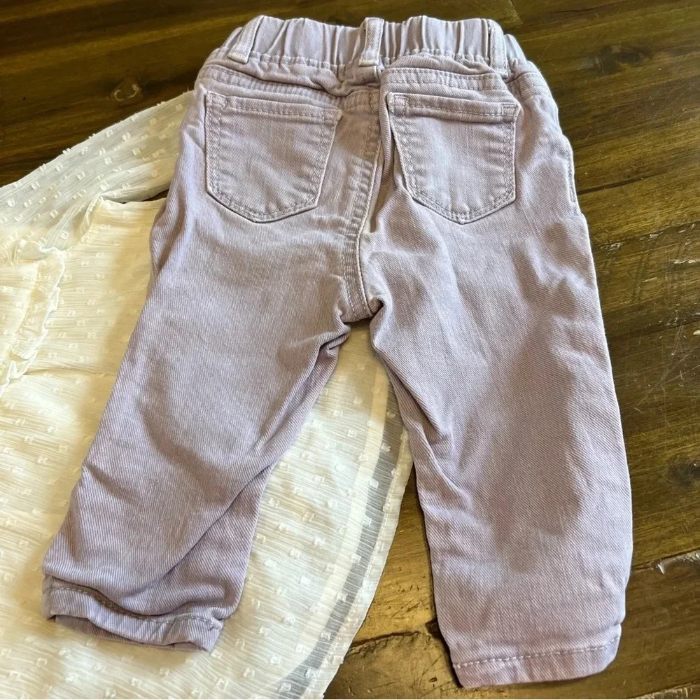 Gap Boho Set Bundle Top Ruffle Dot Sheer Legging Jeans Purple Pull on 12-18 M